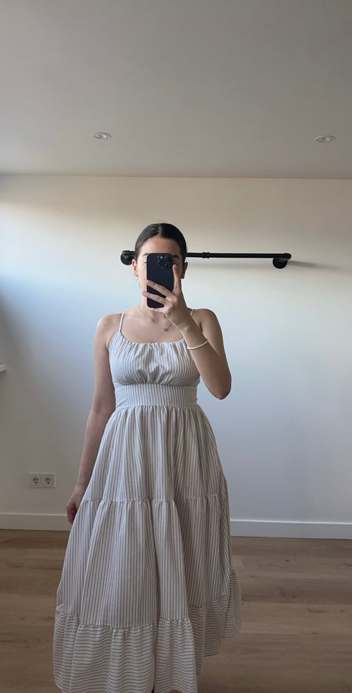 Ceren Kleid beige/weiß gestreift