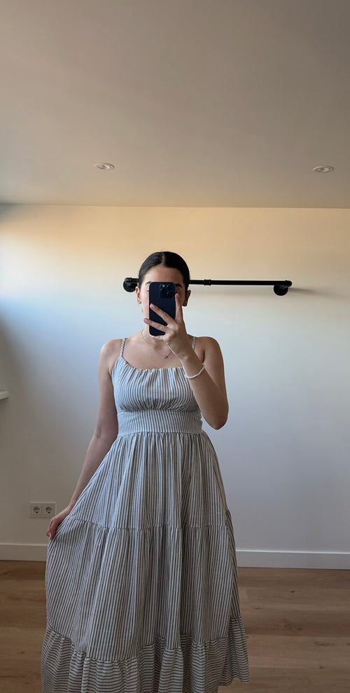 Ceren Kleid grau/weiß gestreift
